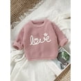 thumbnail image 6 of Kids Girls Boys Knitting Clothes 6M 9M 12M 18M 24M 3Y Toddler Winter Crochet Sweater Letter Flower Embroidery Long Sleeve Pullover Tops Knitwear, 6 of 10