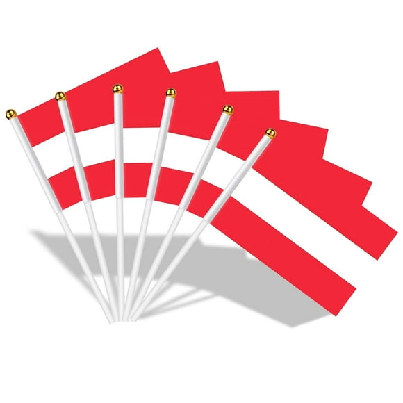 shiyou-Klein Austria Flags for Austria Decoration, Pack of 30 Austrian Mini Hand-Held Flags with 30 cm White Pole for October 26th National Day Party Home Garden Bar Decoration