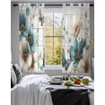 thumbnail image 3 of Teal Tulip Butterfly Sheer Curtains 54 Inch Length 2 Panels Set for Living Room/Bedroom, Beige Turquoise Floral Grey Wooden Kitchen Curtains Grommet Semi-Sheer Curtains Window Treatments 42"x54"x2, 3 of 7