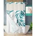 thumbnail image 2 of No Hook Shower Curtain with Snap in Liner, Abstract Geometric Blue Willow Leaves Lines Hotel Shower Curtains for Bathroom, Washable Shower Curtain Liner Set with Mesh Top Window, 54"x78", 2 of 6