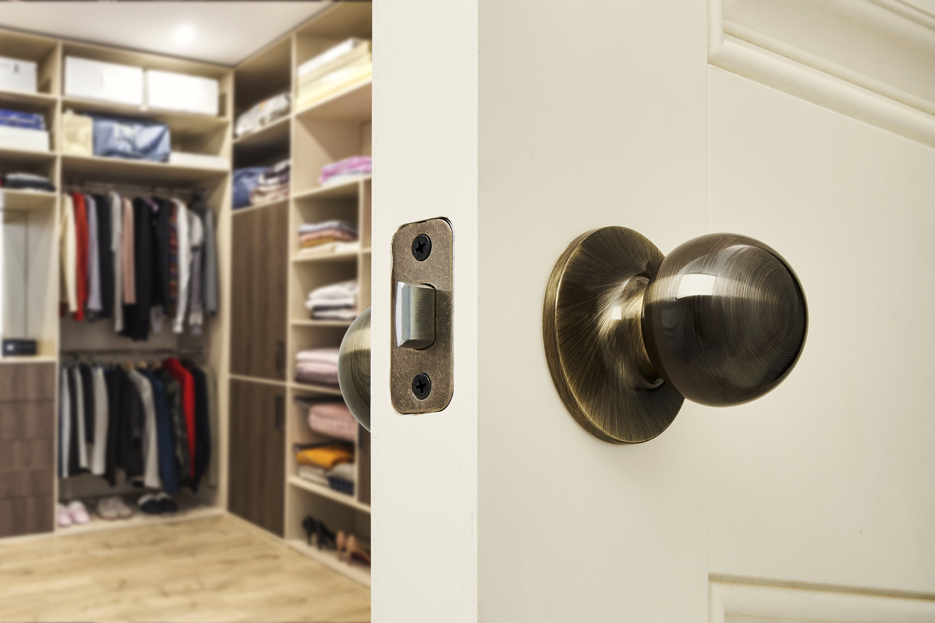 Hyper Tough Interior Non-Locking Ball Style Passage Doorknob, Antique Brass Finish