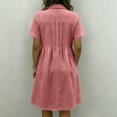 thumbnail image 5 of Womens Gingham Shirt Dress Collared Short Sleeve Relaxed Fit Casual Summer Dresses Comfy Everyday Midi Shirt Dresses Red 2XL, 5 of 5