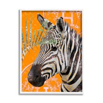 Stupell Industries Zebra Stripes Symbol Pattern Glam Detail Leaf Graphic Art White Framed Art Print Wall Art, Design by Ziwei Li