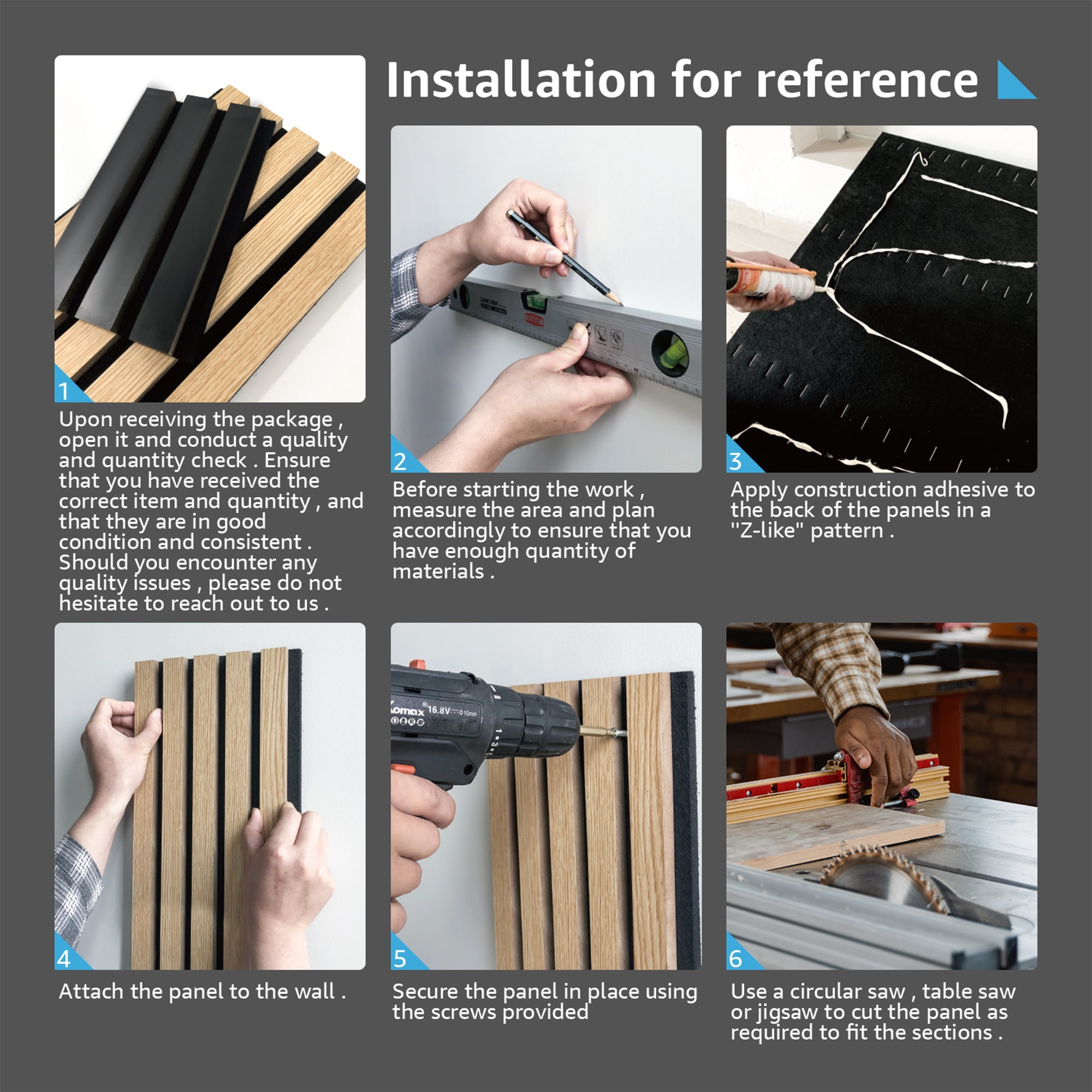 Art3dwallpanel 2PCS 95.7''x24'' Wood Slat Acoustic Panels, MDF 3D Decorative Wall Paneling,Black,31.9 sq.ft.