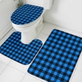 thumbnail image 3 of Black Blue Plaid Bath Mat 3 Piece Bathroom Rug Set, Country Buffalo Checked Gingham Non Slip Bath Rug Contour Mat and Toilet Lid Cover, Absorbent Shower Mats Soft Bath Rugs and Mats Sets, 3 of 8