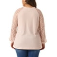 thumbnail image 3 of Agnes Orinda Women's Plus Size Valentines Day Tops Lace Crew Neck Long Sleeve Casual Loose Blouses T-Shirts 3X Light Pink, 3 of 6