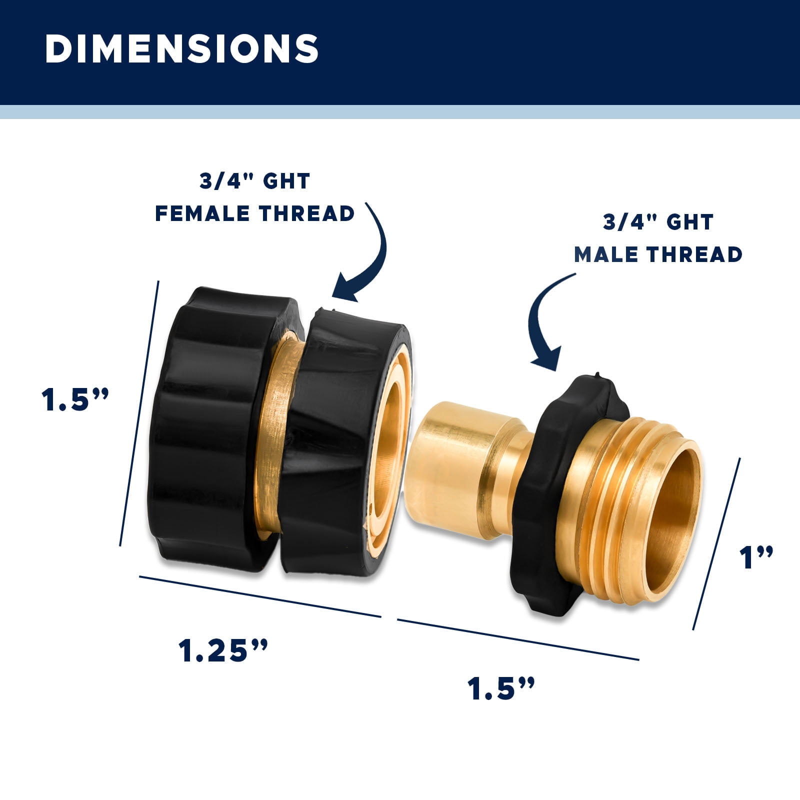 Morvat Brass Quick Hose Connector, Easily Add Attachments to Garden Hose, 6 Pack