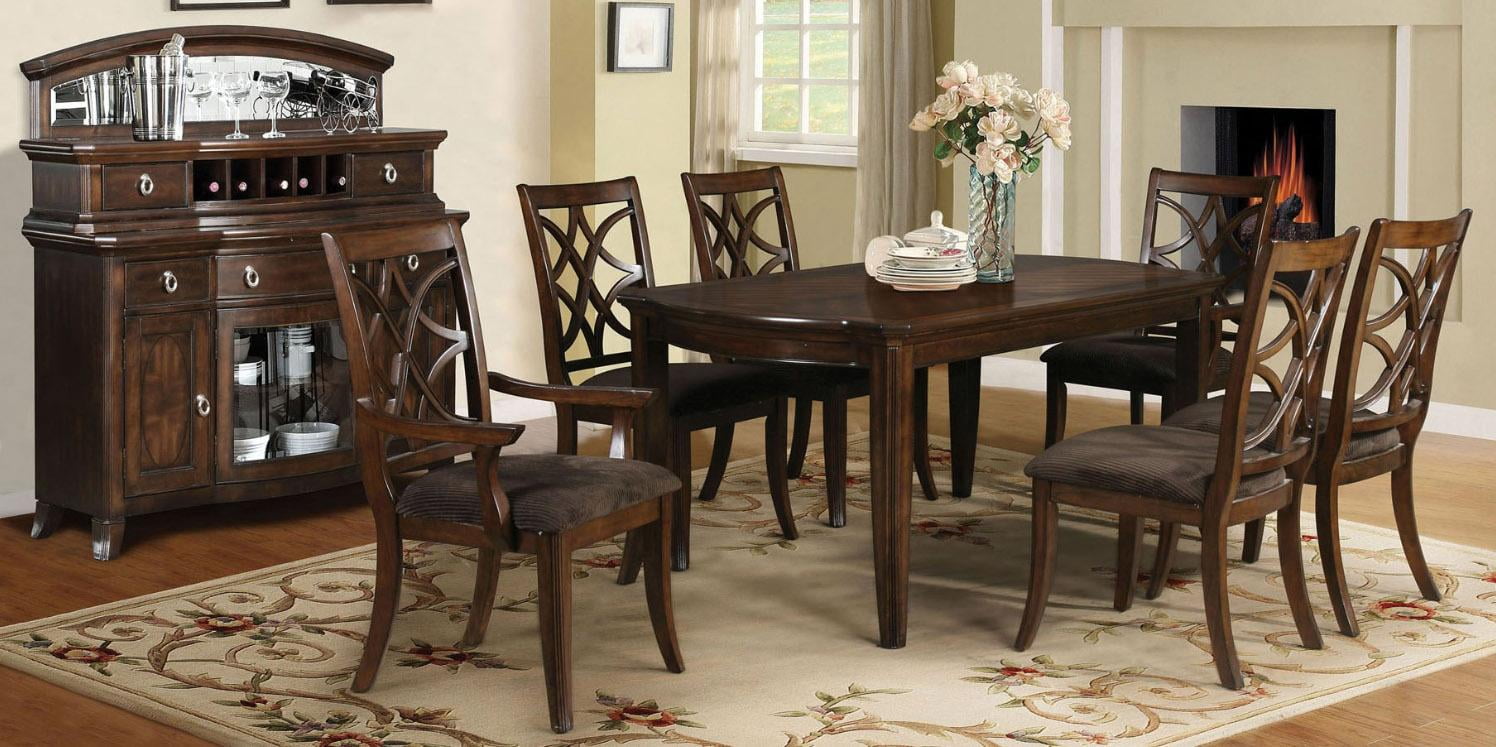 Dark Walnut Wood Dining Table Set 8Pcs Acme Furniture 60255 Keenan