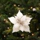 thumbnail image 1 of Large Artificial Christmas Flower Flannel Artificial Magnolia Flower With Glitter Lock Edges Christmas Tree Christmas Wreath Decoration, 1 of 7