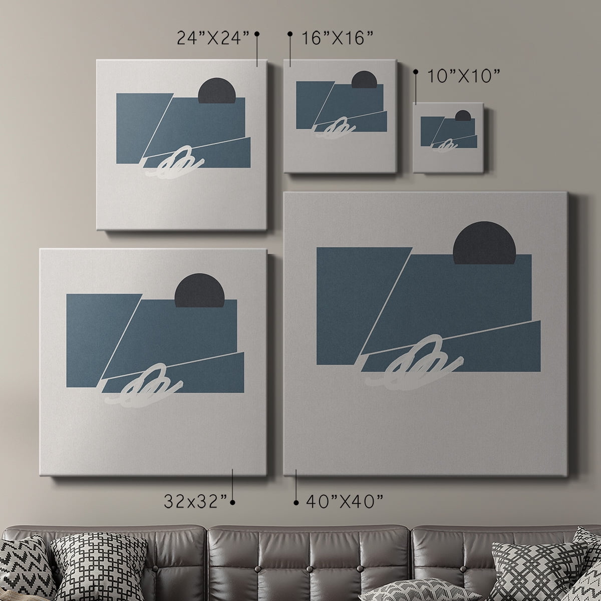 Wexford Home Blue Felt III-Premium Gallery Wrapped Canvas, 24" x 24" - Ready to Hang