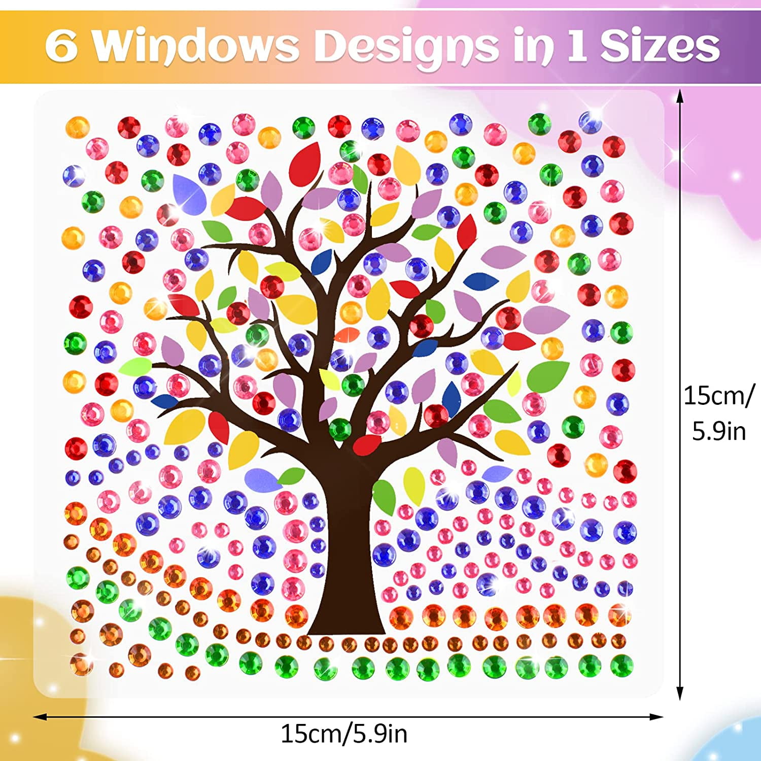 FUMAX Arts and Crafts for Kids Ages 8-12, Big Gem Diamond Gem Window Art,  Suncatcher Kits for Kids, Birthday Gifts for Girls Arts and Crafts Ages 6-8