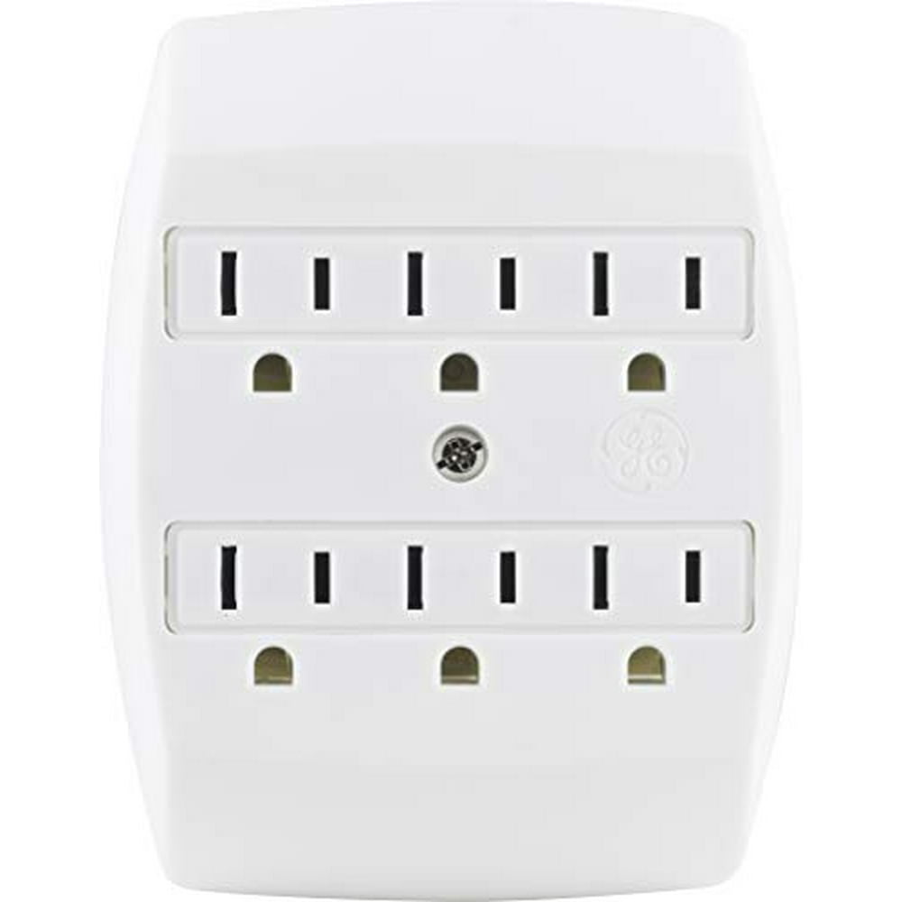 GE 6 Tap, Power Extender, Multi Plug Adapter, Wall Mount, 3Prong