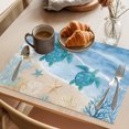 thumbnail image 3 of Navy Blue Turtle Coastal Placemats Set of 4 Waves Seaside Summer Beach Ocean Place Mats Indoor Wipeable Table Mats Washable Dining Table Placemats for Kitchen Holiday Party Home Decor 13x19 Inch, 3 of 9