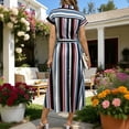 thumbnail image 7 of Women's Plus Size Short Sleeve Dresses Striped Shirt Collar Casual Dress, 7 of 7