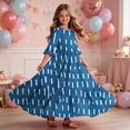 thumbnail image 6 of ITSAME Girls A-Line Dress Crew Neck 3/4 Sleeve Flowy Ruffle Summer Casual Fashion Printed Dress Blue Size 12, 6 of 7