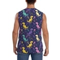 thumbnail image 4 of Pofeuu Colorful Dinosaur Print Men's Muscle T-Shirt, Sleeveless, Muscle Tank, Classic Muscle Tee Top For Men Casual Sleeveless Muscle T-Shirt Trendy Clothes-Medium, 4 of 7