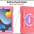 thumbnail image 6 of Hard Back Cover Case for Apple 10.2-inch iPad 9th/8th/7th Generation (2021/2020/2019) - Portable Case with Rotating View Kickstand & Shoulder/Hand Strap,  Shockproof Sturdy Rugged Cover, Red+Purple, 6 of 8