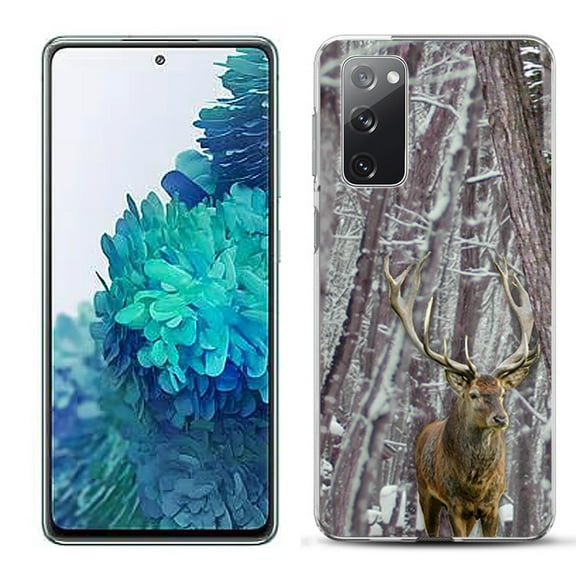 Slim-Fit Gel TPU Phone Case for Samsung Galaxy S20 FE 5G Fan Edition, by OneToughShield ® - Deer/Snow/Camo