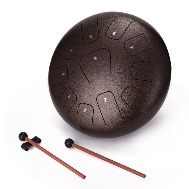 Tambor de Lengüetas de Acero de 12 Pulgadas con 11 Tonos, Ideal para Meditación y Relajación, Incluye Baquetas y Bolsa de Transporte, Disponible en Varios Colores.