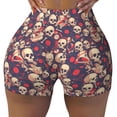 thumbnail image 2 of Uemuo Skull rock music record Pattern Women Workout Impact Shorts Scrunch Butt Lifting Gym Shorts Seamless Booty Biker Shorts-Small, 2 of 8