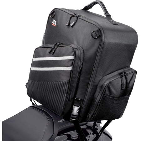 Motorcycle Sissy Bar Bag 40L Luggage Rack Tail Bag w/ Waterproof Zipper Dual Sport Backpack Adventure for Trip Camping Outdoor