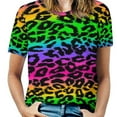 thumbnail image 2 of Leopard T-Shirt O Neck Funny Aesthetic Print Oversized T Shirts Short Sleeve Simple Tshirt Women Beach Aesthetic Clothe, 2 of 5