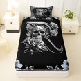 thumbnail image 3 of Homewish Spooky Skull Monogrammed R Twin Sheets,Happy Halloween Floral Bedding,3-Piece,1 Fitted Sheet and 1 Pillowcase, 3 of 6