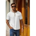 thumbnail image 5 of COOFANDY Mens Henley Shirts Short Sleeve Casual Button T-Shirts Slim Fit Tee Shirts Summer Vintage T Shirts with Pocket, 5 of 10