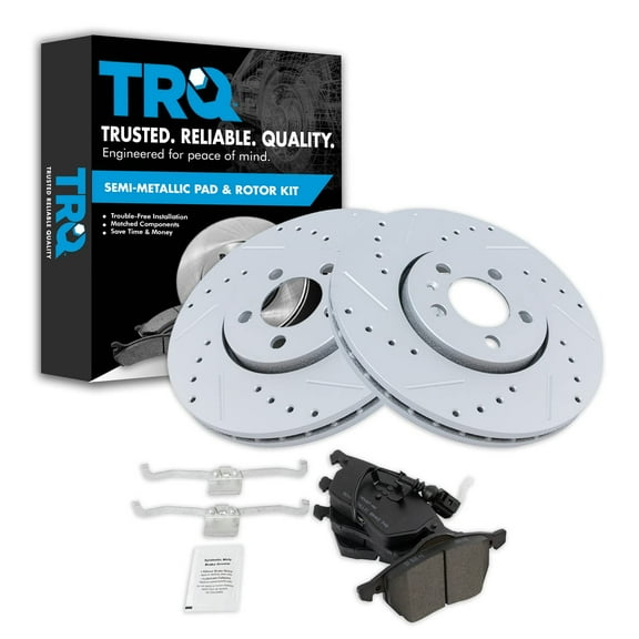 TRQ Front Performance Brake Pad & Rotor Kit Brake Pads Brake Rotors Set Semi-Metallic Premium G-Coated Fits Select 1999-2010 Volkswagen Beetle 2000-2006 Golf 2000-2005 Jetta
