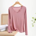 thumbnail image 2 of Posijego Women's Plain Tops Basic Long Sleeve V Neck Shirt Soft Stretch Casual Pajama Tops Classic T-Shirts, 2 of 3