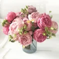 thumbnail image 2 of 30cm Rose Pink Silk Peony Artificial Flowers Bouquet 5 Big Head and 4 Bud Cheap Fake Flowers for Home Wedding Decoration indoor, 2 of 10
