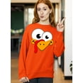 thumbnail image 3 of P&B Thanksgiving Silly Turkey Face Crewneck Sweatshirt, S, Orange, 3 of 5