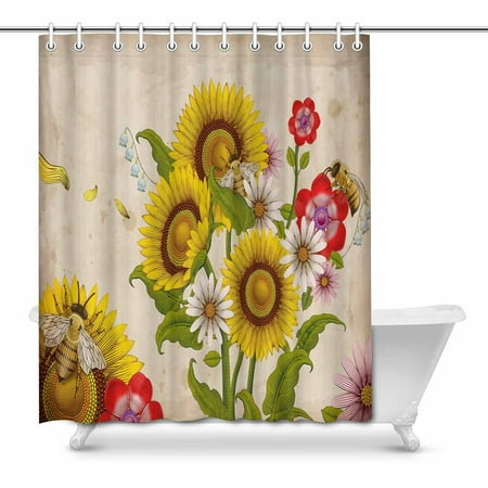 Pop Honey Bees And Wildflowers Shower Curtain Bathroom Decor Set 66x72 Inch Walmart Canada