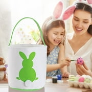 Peggybuy Easter Bunny Bucket Bags Plush Tail Candy Basket Egg Hunting Handbags Kids Gift