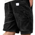 thumbnail image 4 of Mens Corduroy Shorts Casual Elastic Waistband Big and Tall Shorts Solid Color Lightweight Work Short with Pockets Black M, 4 of 4