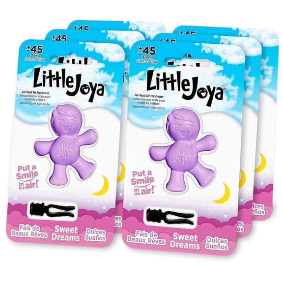 Little Joya 96018-6PK Sweet Dreams Car Air Freshener Vent Clip Provides Long-Lasting Freshness in a Compact Design, Fights Odors for up to 45 Days, Cute Car Odor Eliminator, Non-Toxic, Pack of 6