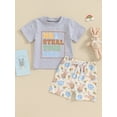 thumbnail image 3 of Jxzom Toddler Baby Boy Easter Outfits 6M 12M 18M 2T 3T 4T Mr Steal Your Eggs Shirt Tops+ Bunny Egg Short Pants Summer Clothes Set, 3 of 8