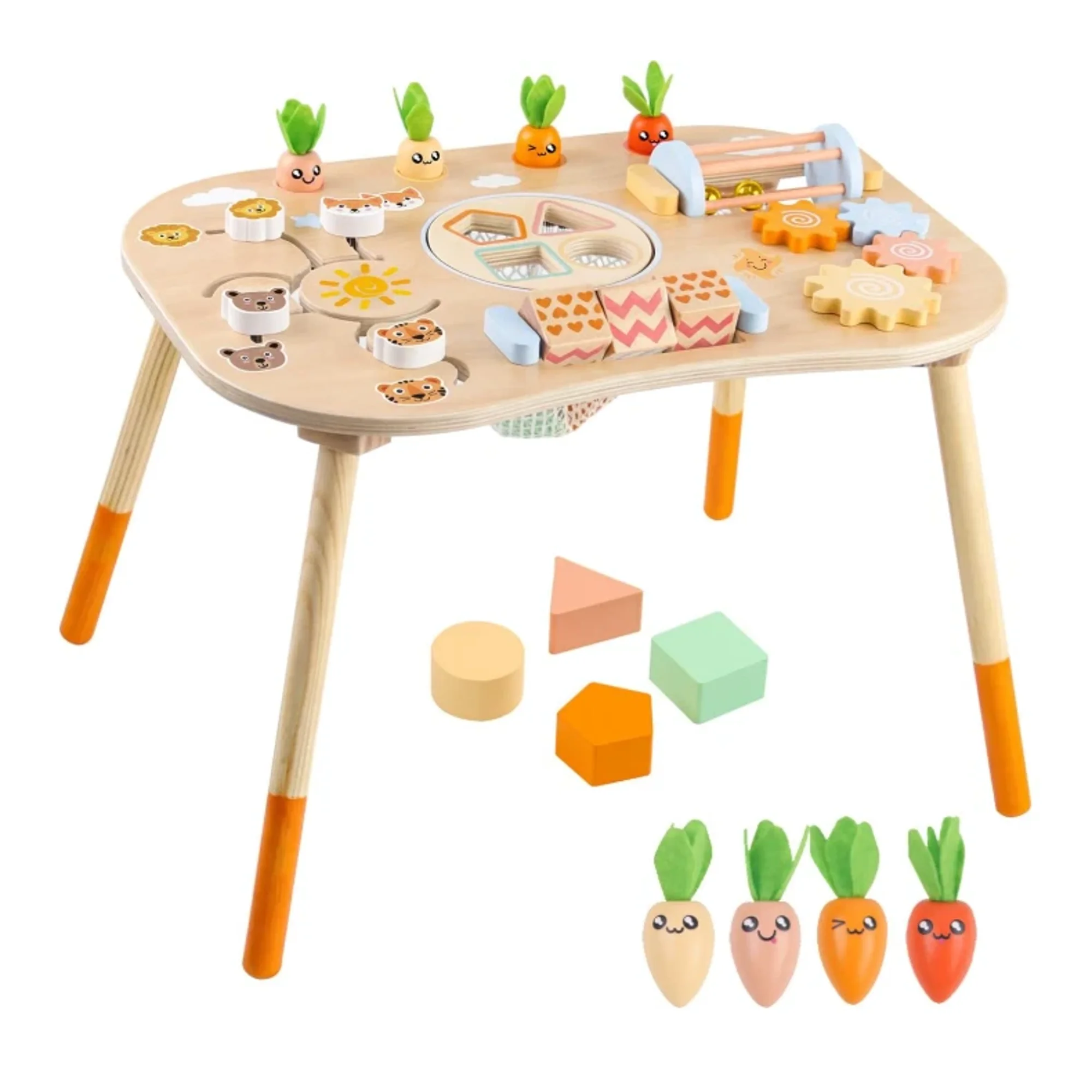 Wooden Activity Table, 6-in-1 Montessori Activity Table for Toddlers, Activity Center for Babies 1-3 Years Old, Sensory Toys, for Boys and Girls from 1 Year Old