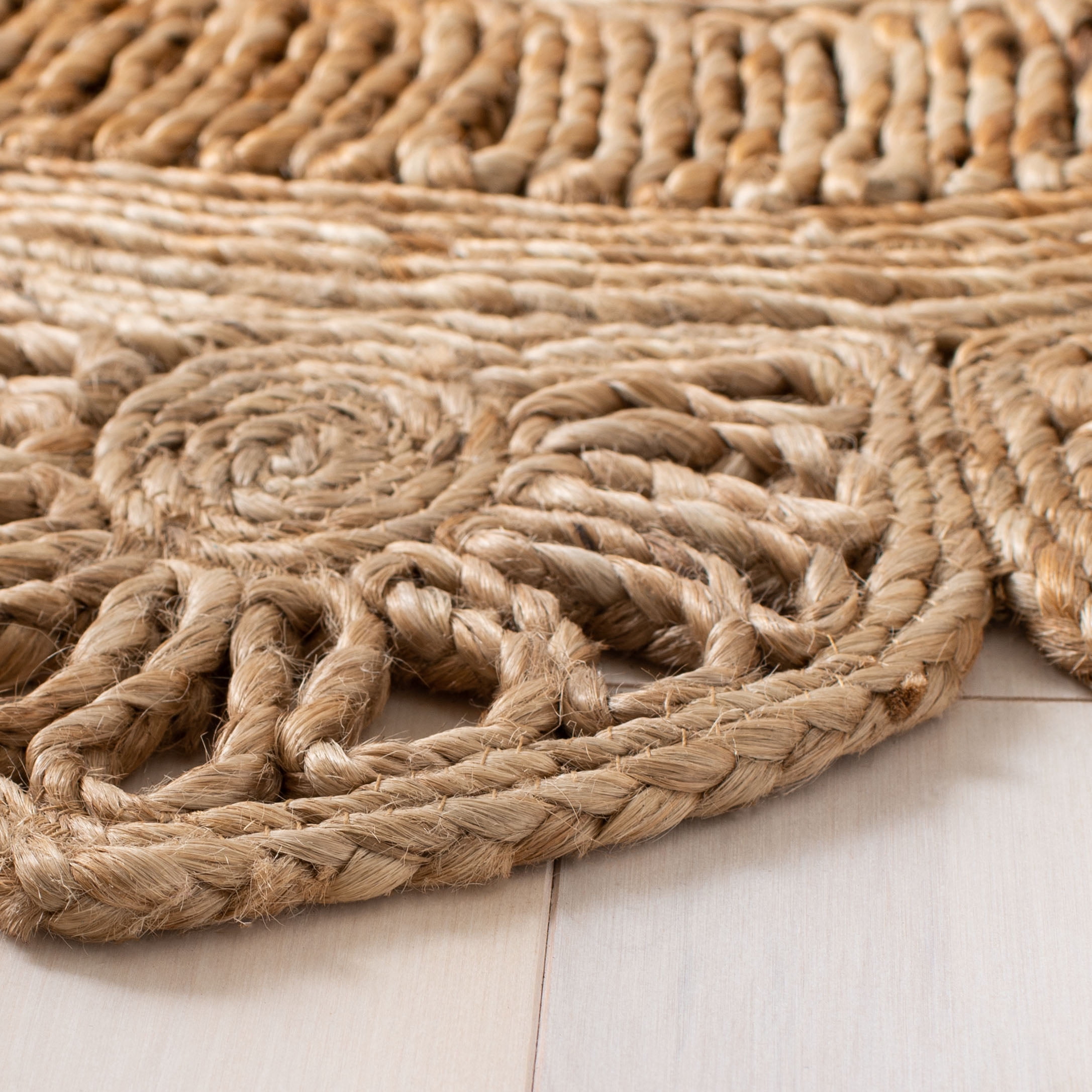 SAFAVIEH Natural Fiber Calanthia Geometric Area Rug, Natural, 10' x 10' Round