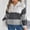 Black, variant on FDGIU Women's V Neck Sweater 2025 - Cable Knit Lantern Sleeve Pullover, Oversized Contrast Striped Top, Casual Fall Fashion Sweater