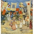 thumbnail image 2 of Prendergast, Maurice Brazil 26x27 Black Ornate Wood Framed with Double Matting Museum Art Print Titled - Fiesta Venice SPietro In Volta, 2 of 4