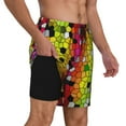 thumbnail image 3 of Haiem Colorful Tie Dye Stained Glass 1 Mens Swim Trunks with Compression Liner 2 in 1 Swimming Shorts Stretch Swimwear Quick Dry,Board Shorts-Medium, 3 of 9