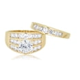 thumbnail image 2 of AVORA 10K Yellow Gold 1.25 Carat Simulated Diamond CZ Wide Band Anniversary Bridal Engagement Wedding Band Ring Set  - Size 7.5, 2 of 6