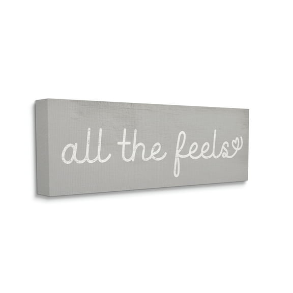 Stupell Industries All The Feels Cute Phrase Heart Icon Typography, 13 x 30, Designed by Daphne Polselli