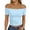 Light Blue #006, variant on Womens Off The Shoulder Tops Going Out Cap Sleeve Y2k Fashion Sexy Ruched Crop Shirts Cute Summer Blouses 2026, L