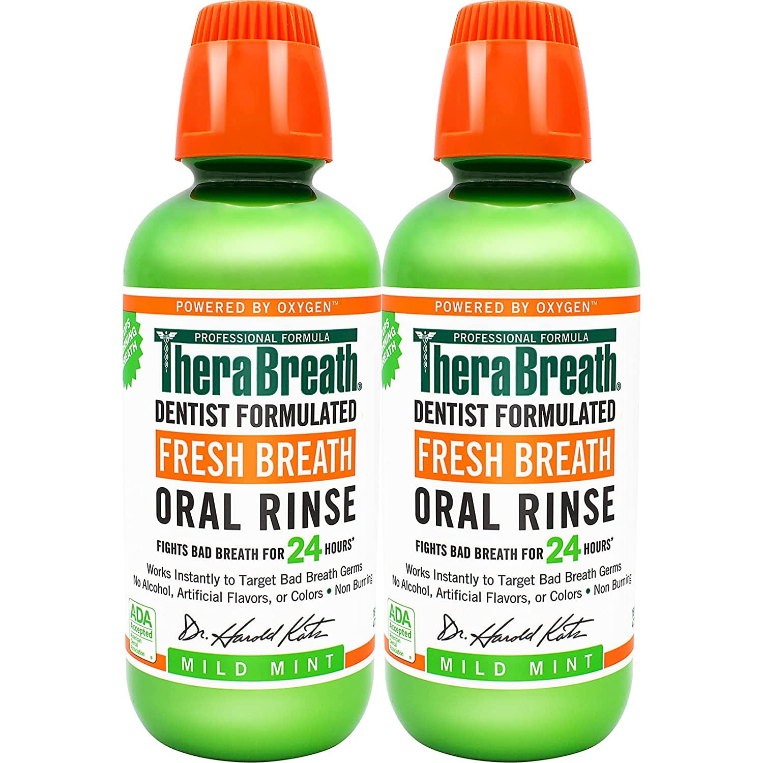 TheraBreath Fresh Breath Dentist Formulated 24-Hour Oral Rinse, Mild Mint, 16 Ounce (Pack of 2)