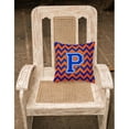 thumbnail image 3 of Letter P Chevron Orange and Blue Fabric Decorative Pillow, 3 of 8
