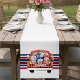 thumbnail image 4 of Thin Blue Red Striped Table Runner 72 Inches, Patriotic Gnomes 4th of July Truck Bed Runner Dresser Scarves Tabletop for Indoor Outdoor Parties/Ceremony/Banquet, 16" x 72", 4 of 9