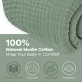 Comfy Cubs Muslin Blanket, Extra Large 90” x 90”, 6 Layer Cooling Cotton Softness (Fern, Queen