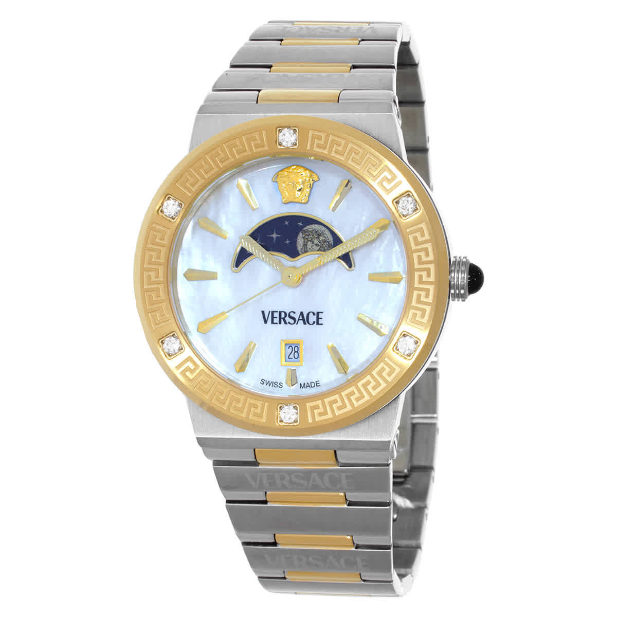 Versace Gold-Tone Bracelet Watch with Logo Caseback Amazon.com: Versace V-Code Collection Luxury Mens Watch  main image 2